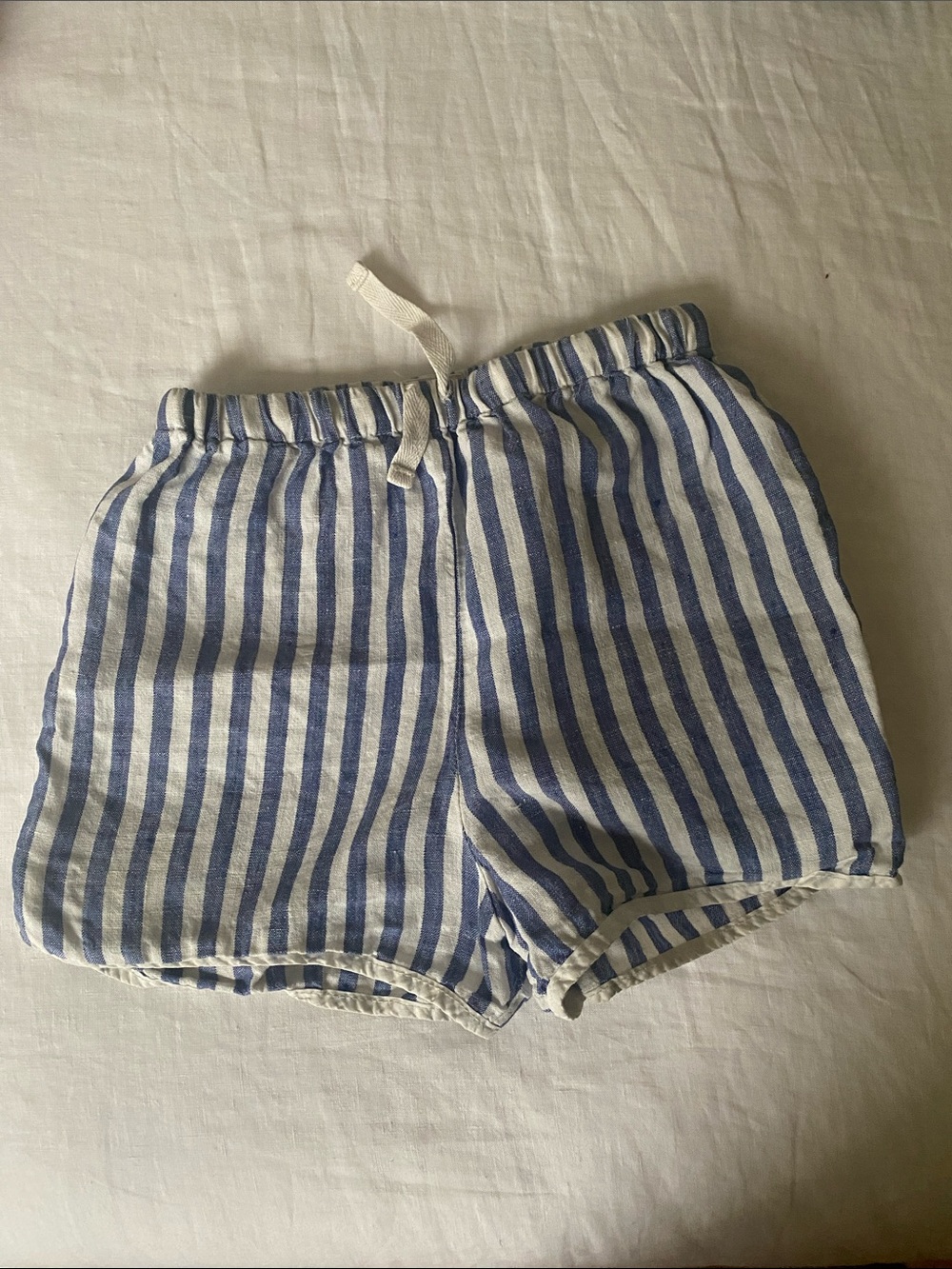Kids Blue and White Striped linen Shorts
